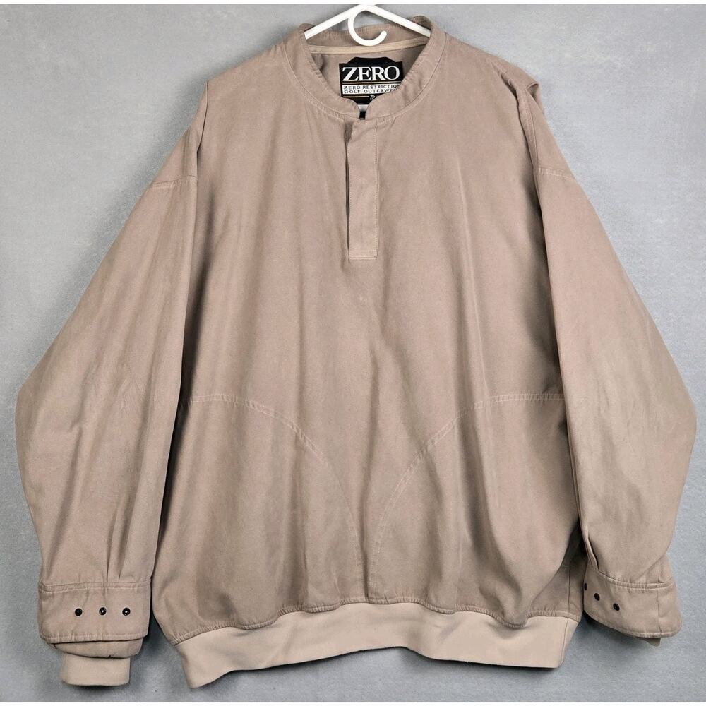 Zero Restriction Golf Jacket Pullover Men’s XXL Poly Suede Made In USA Brown
